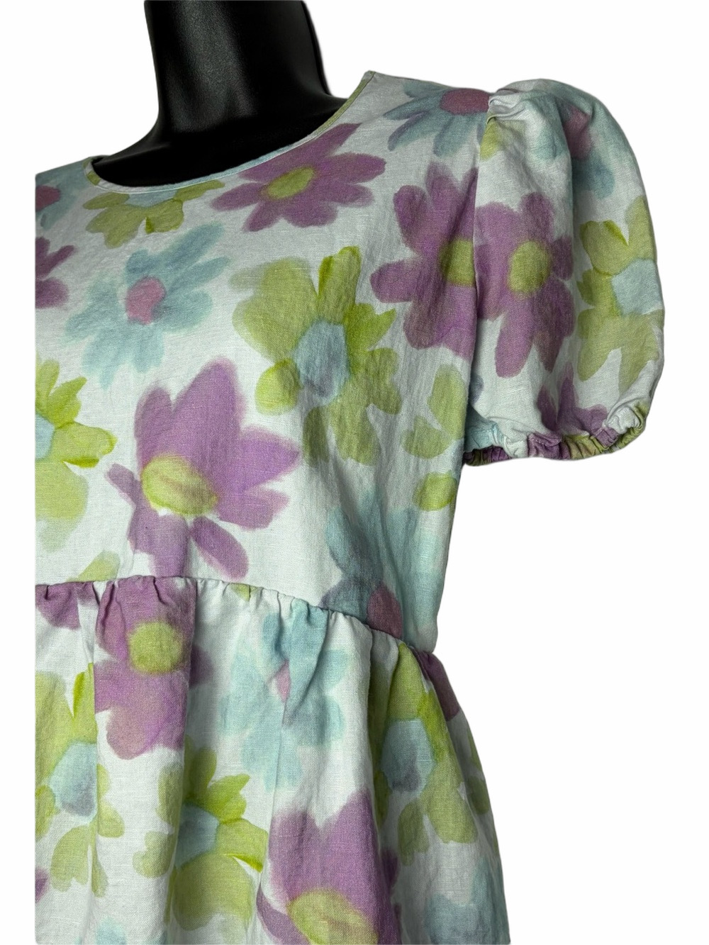 Sunday Best Aritzia Saida Pastel Floral Criss Cross Back Linen Blend Dress - Picture 9 of 10